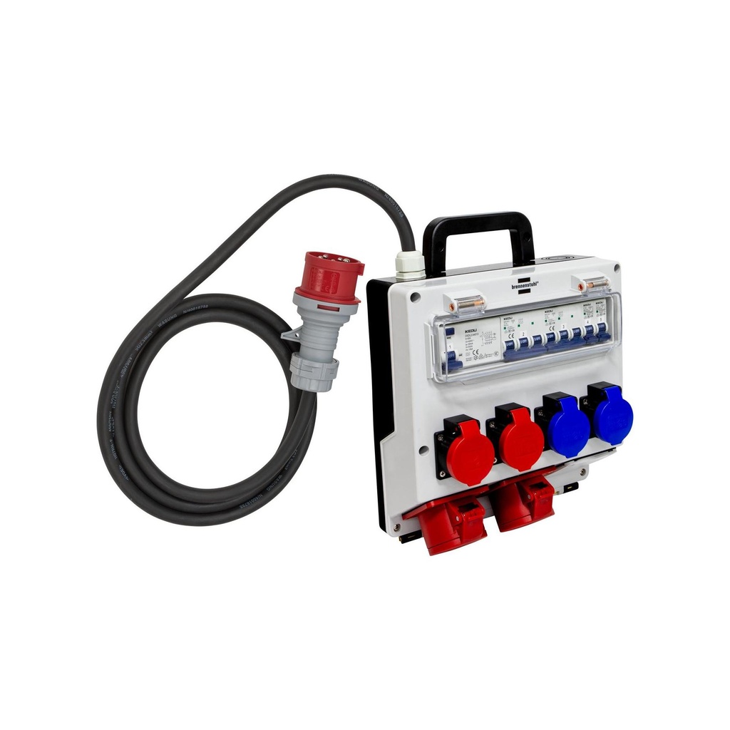 [1154892810] Coffret de distribution 16A pour utilisation à l’extérieur, système de connexion CH IP55, 2 prises T23, 2 prises T25, 2 prises CEE 16A, câble 2,2m H07RN2,5